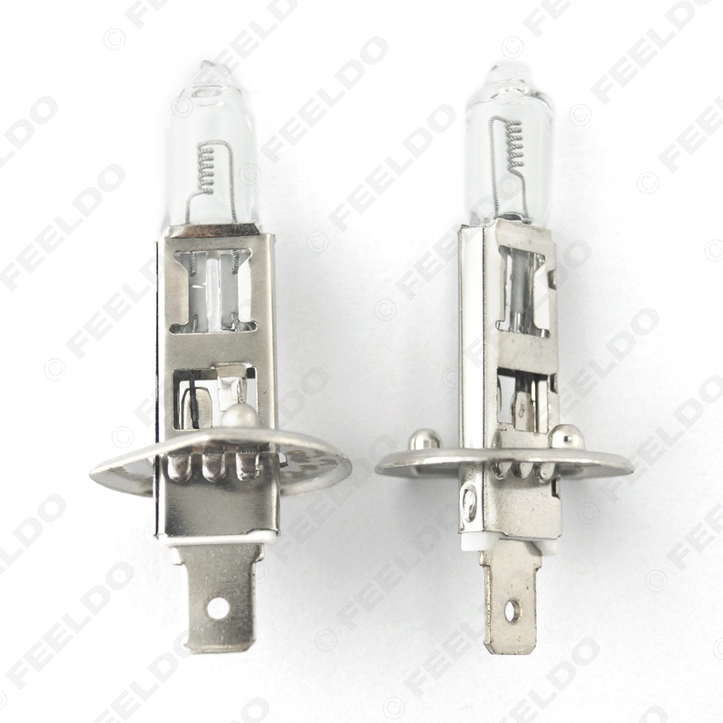 Feeldo 2 stk varm hvit auto  dc 24v 100w h1 halogenpære lastebil buss frontlys tåkelys kjørelys 3000k #mx1668
