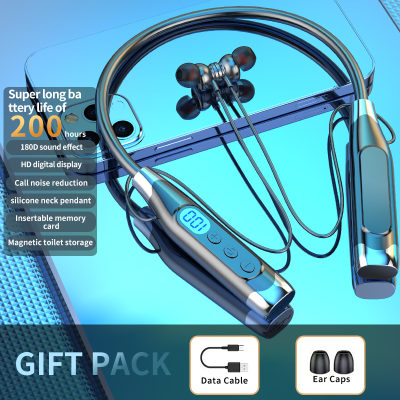 Bluetooth-Kopfhörer, kabellose Kopfhörer, magnetisch, Sport-Nackenbügel, um den Hals hängende TWS-Ohrhörer, kabelloses Bluetooth-Headset mit Mikrofon: WHITE