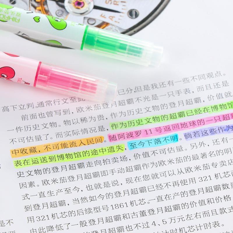 6 uds amor sonrisa doble-lado escritura fluorescente rotulador subrayador de Color negrita bien marcador dibujo Oficina escuela suministros A6688