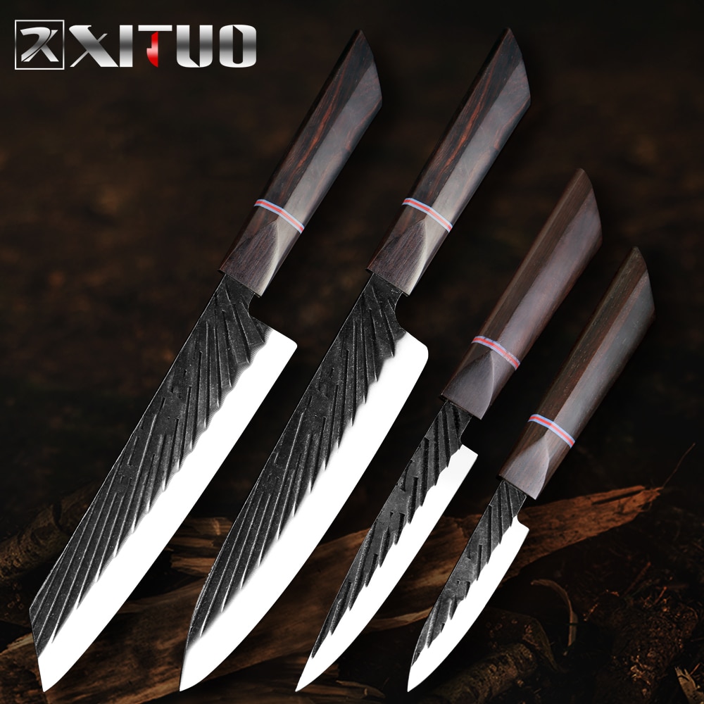 XITUO Chef Knife 440C Steel Handmade Forged Japanese Kitchen Knife Set Sharp Cleaver Kiritsuke Santoku Gyuto Knife Cooking Tools