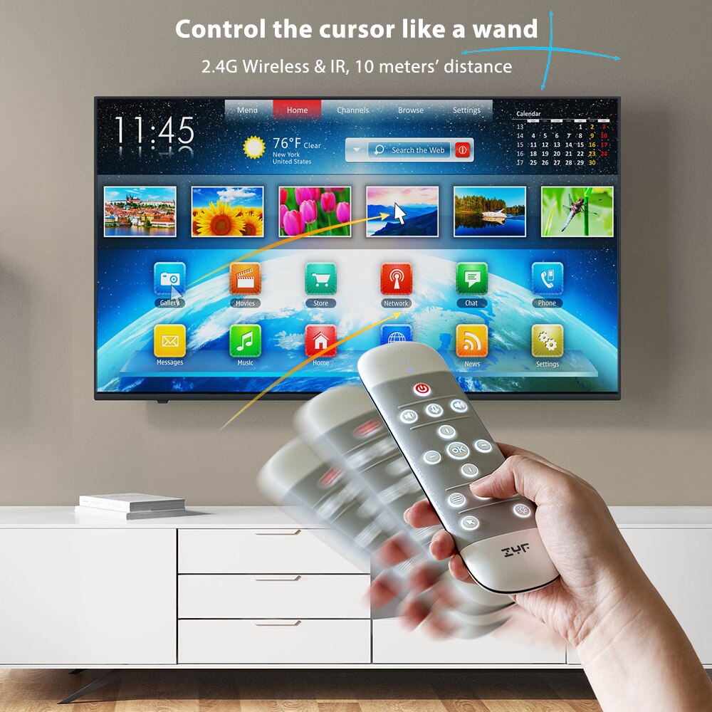 ZYF Z10 Air Mouse 2.4G entièrement rétro-éclairage clavier sans fil pavé tactile + télécommande vocale + fonction Anti-perte, pour Android TV Box
