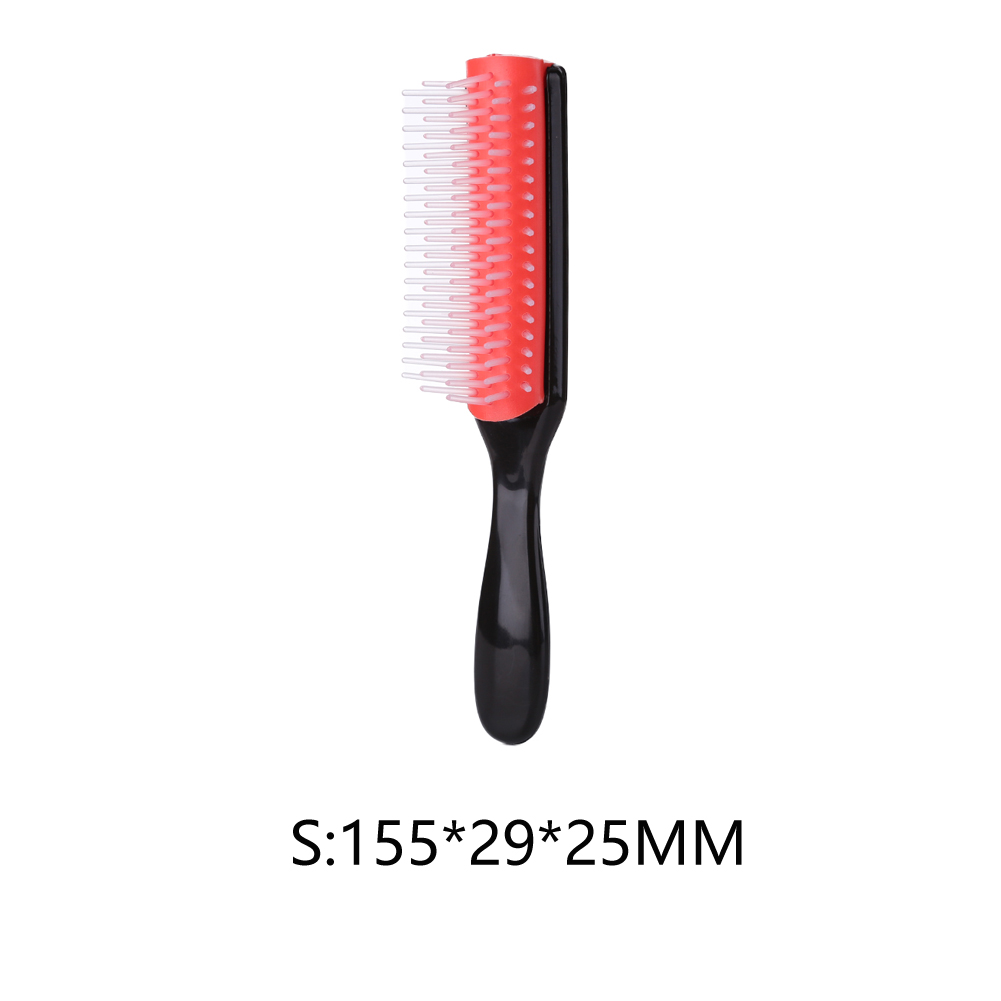 9-Row Detangling Hair Brush Rat Tail Hair Comb Styling Hairbrush Straight Curly Wet Hair Scalp Massage Brush for Women: S red