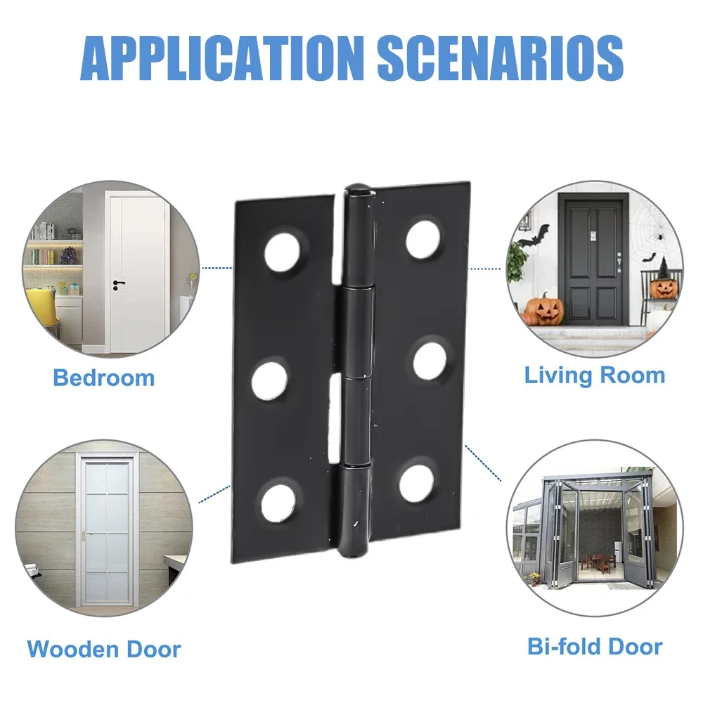 Bisagras de puerta plegables de acero inoxidable de 2 pulgadas con tornillos, puertas de gabinete, ventanas, caja de madera, bisagra plana, herrajes para muebles del hogar