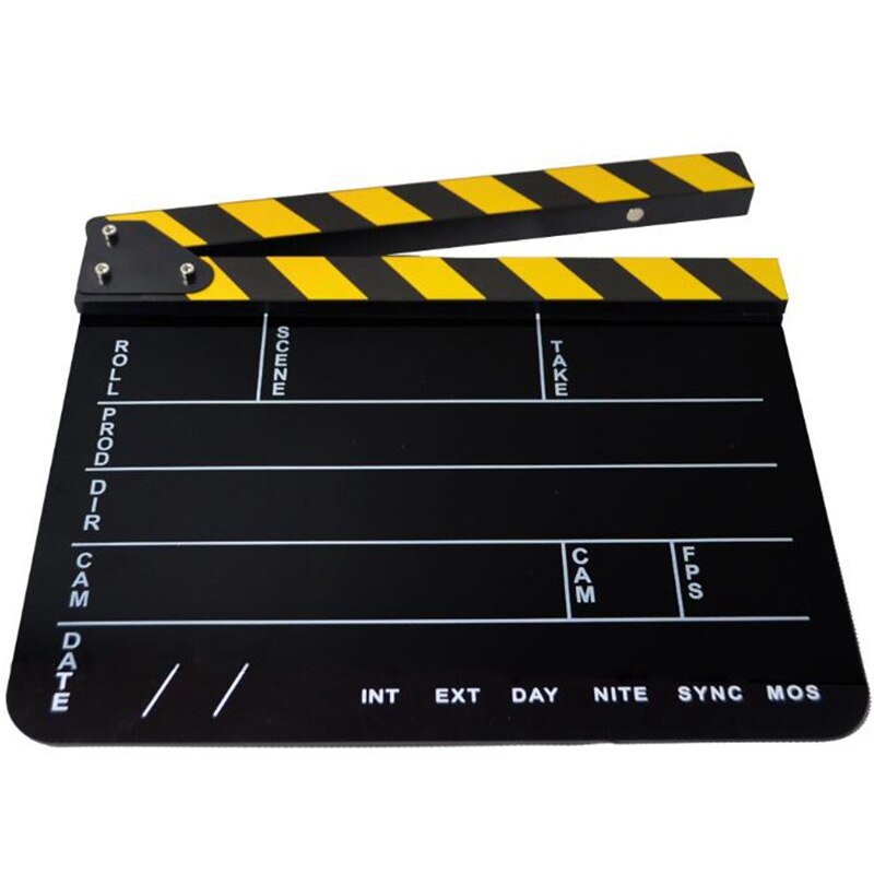 Dry Erase Acrylic Director Film Clapboard Movie TV Cut Action Scene Clapper Board Slate-Black