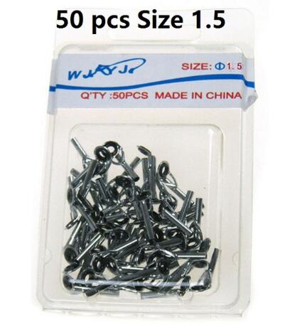 50 Pcs Fishing Rod Guide Guides Tip Tops Replacement Repair Kit 1mm 1.5mm 2mm Stainless Steel &amp; Ceramic Eye Ring Tip Tops Rod: Green