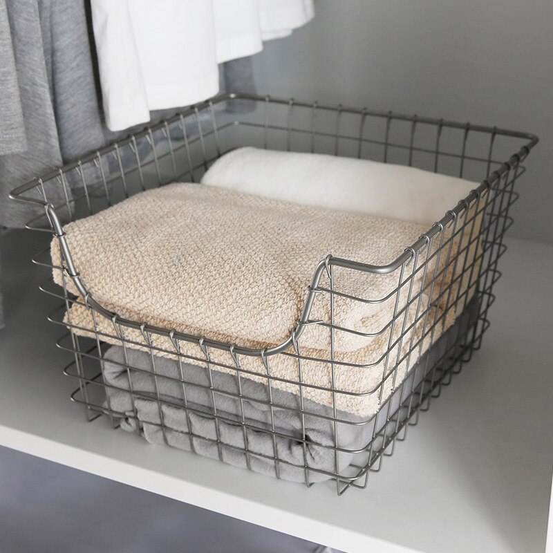 Wire Metal Basket for Kitchen, Office, Bathroom, Mudroom, Entryway, Laundry Room