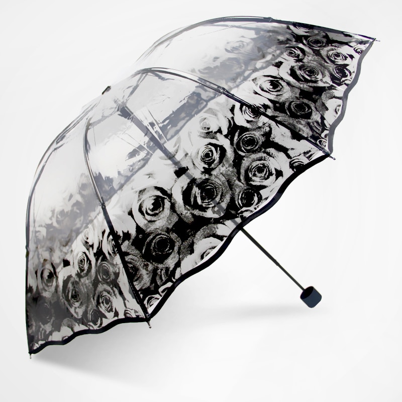 Paraguas de Rosa bonita transparente paraguas plegable de Japón para mujer paraguas de lluvia para mujer paraploie de encaje parasol ropa de lluvia femenina