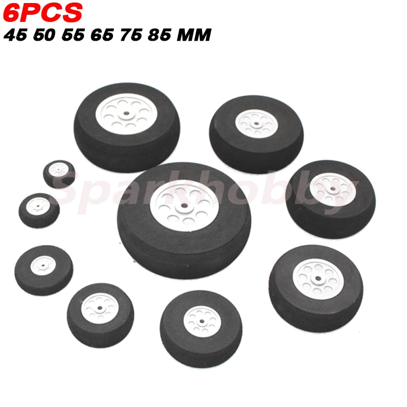 6PCS Sparkhobby External Diameter 45MM 50MM 55MM 65MM 75MM 85MM Hole Diameter 19MM 24MM Sponge Wheel For RC Airplane Helicopter