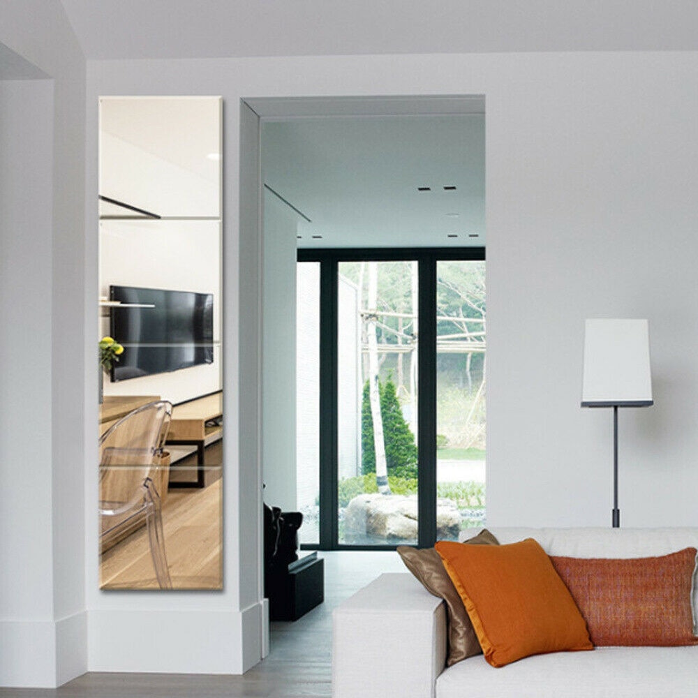 4pcs Mirror Glass Wall Stickers Self-adhesive Tiles Bathroom Bedroom 3D Home Decor Wall Mural Stickers Decal 30 X 30 X1mm