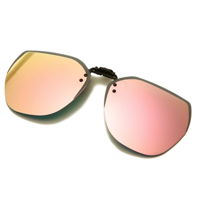 Polarized Clip On Sunglasses Men Women Flip Up Sunglasses Photochromic Driving Glasses Mirrored Sunglasses Night Vision Goggle: Pink