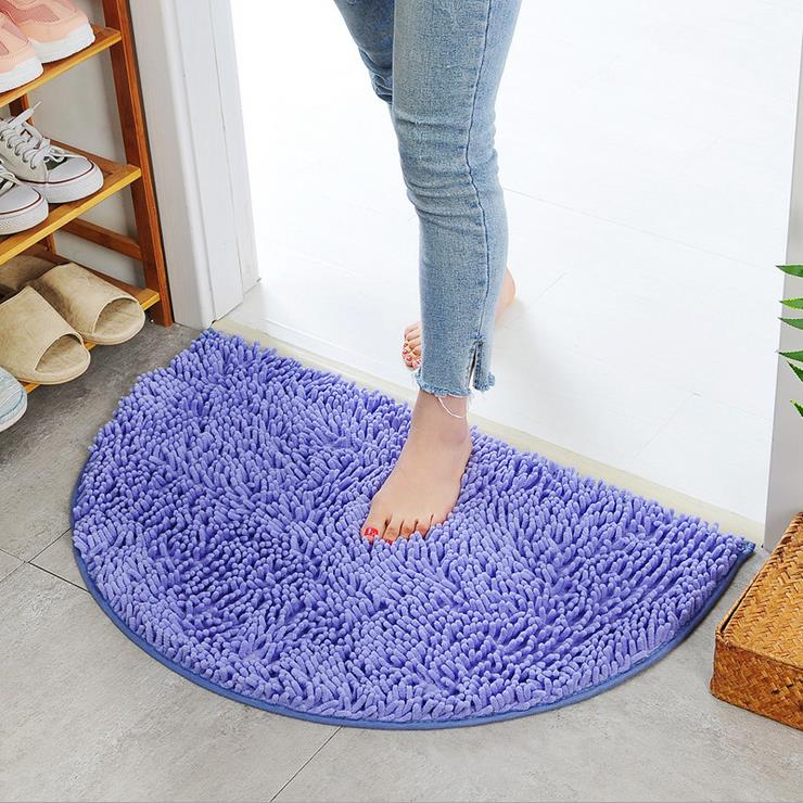 Tapis de porte imperméable demi-lune, 40x60cm, antidérapant, barrière contre la saleté, forme D, Semi-circulaire,: VIOLET