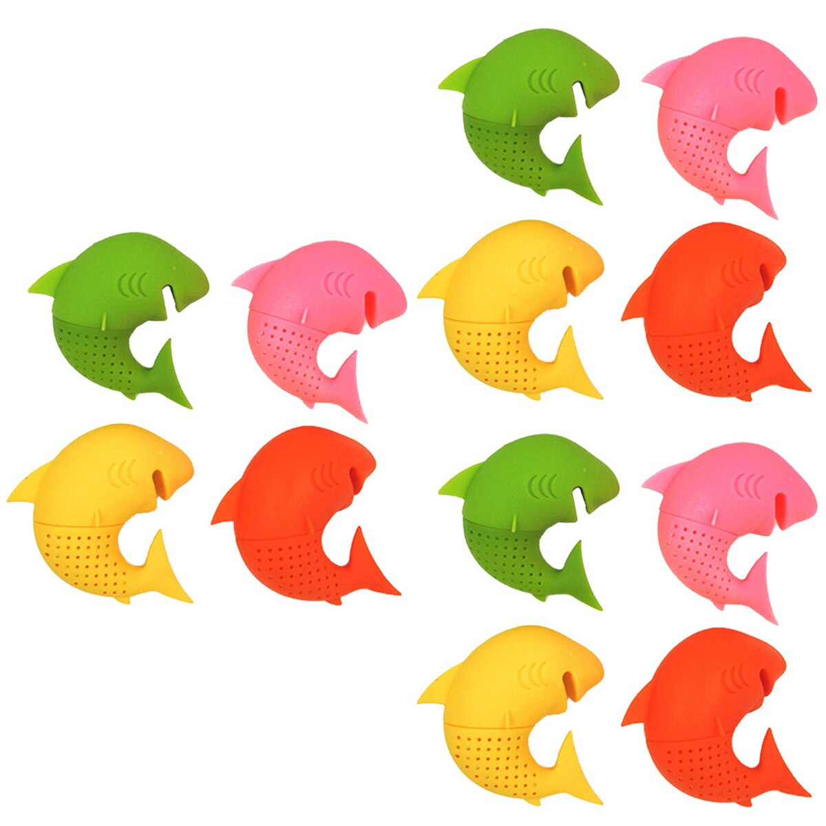 3Pcs Shark Thee-ei Herbruikbare Losse Blad Thee Zeef Filter Diffuser Siliconen Keuken Gereedschap Gadgets (Willekeurige Kleur): Default Title