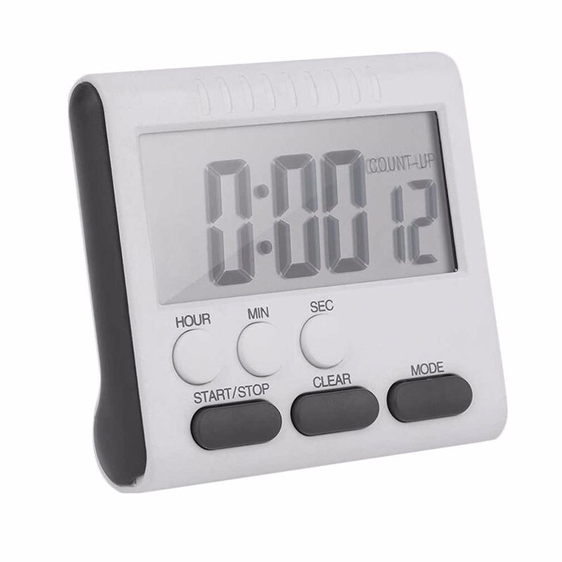 Multi-function Magnetic kitchen timer electronic LCD digital Alarm Clock Timer 24-hour reminder Cook Food Kitchen Accessories: Black