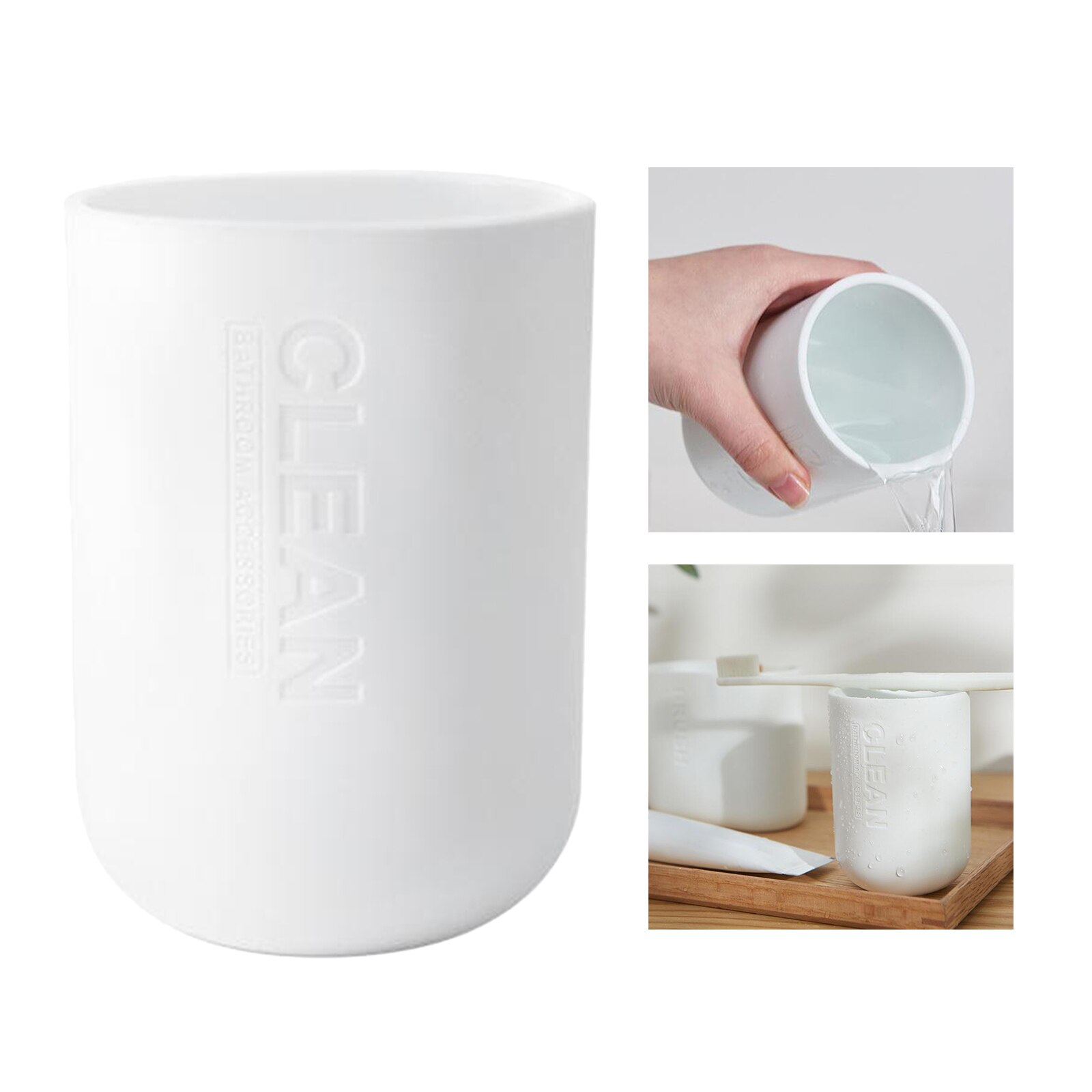 Dispensador de jabón de Set de accesorios de baño, soporte para pasta de dientes, cepillo de baño blanco