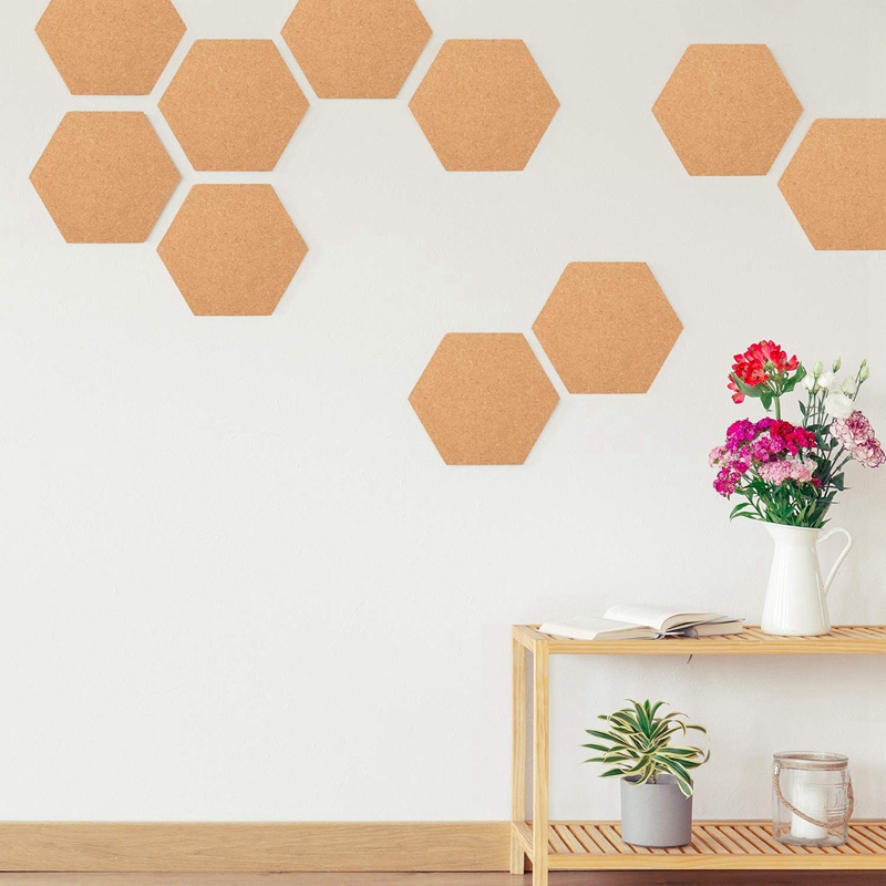 5 Pack Hexagon Kurk Boord Tegels met Volledige Sticky Terug, mini Pin Board met 40x Push Pins voor Foto 'S, Foto 'S, Tekening