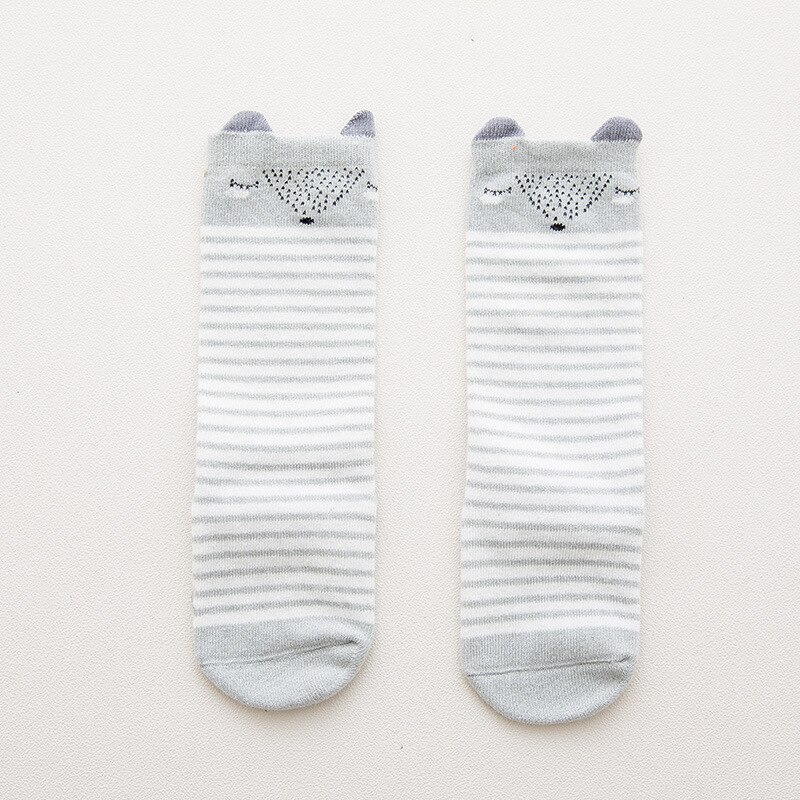 Unisex Lovely Cute Cartoon Fox Kids baby Socks Knee Girl Boy Baby Toddler Socks animal infant Soft Cotton socks: Cielo Blu / 2-4 years