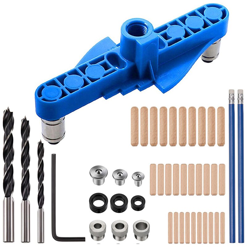 Zelfcentrerende Boren Gids Deuvel Jig Kit Verticale Tool Hout Boor Centrum Kraspen Pocket Gat Houtbewerking 2 In 1 Mouw gereedschap