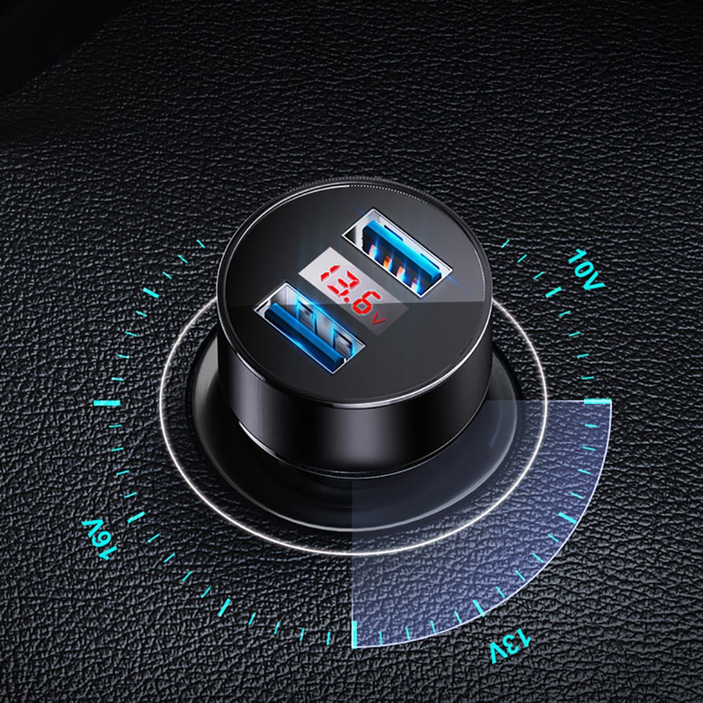 GTWIN-cargador USB Dual de 120W para coche, pantalla LCD, 12-24V, encendedor de cigarrillos, Cargador rápido, adaptador USB automático, multifunción actualizado