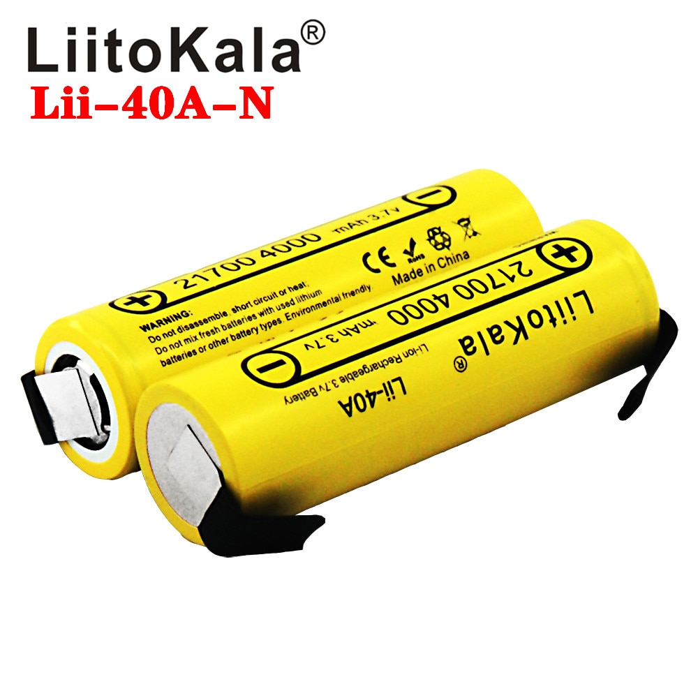 Liitokala Lii-40A Imr 21700 4000 Mah 40A Hoge Capaciteit Beschermd Platte Top Oplaadbare Li-Ion Batterij + Diy Nicke