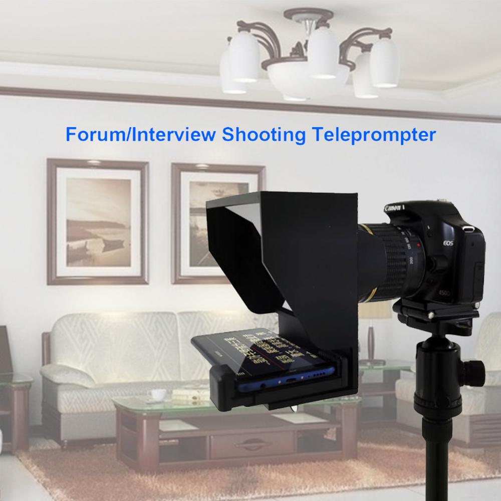 Mini prompteri älypuhelimen kehote kameran dslr-kotikuvaukseen haastattelussa kannettava prompteri kantolaukulla