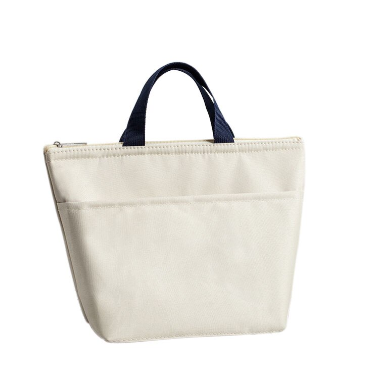 Hjemmekøkken oxford madpakke i stof vandtæt ensfarvet taske køletaske bento picnicpose madpakkepose: Beige