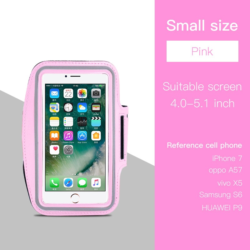 Funda deportiva brazalete resistente al agua 4,0 inch 6,5 pulgadas para teléfono móvil para iPhone 7 8 Plus Samsung Xiaomi carcasas de teléfono Huawei: Small Pink