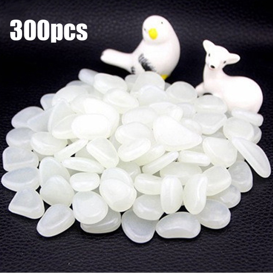 300pcs Tuin Glow in The Dark Lichtgevende Pebbles voor Loopbruggen Aquarium Planten Lichtgevende Stenen Tuin Accessoires: WHITE