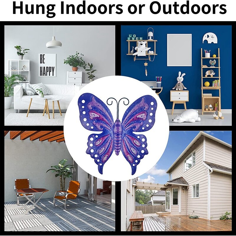 3 Pcs Metal Vlinders, Tuin Hek Decoraties, Metalen Vlinder Wall Art Voor Indoor En Outdoor, Vlinders Ornament