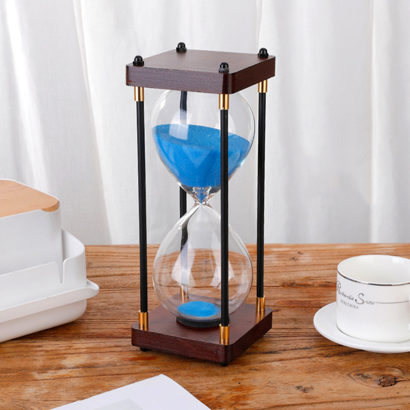 30 minuten vintage zandlopers creatieve studie houten vier-stijlen 30 minuten kleurrijke zand zandloper timer cadeau desktop ornamenten: WHITE