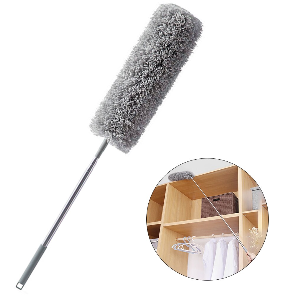 Extendable Feather Duster With Telescopic Pole Stainless Steel Microfiber Duster Soft Cleaning Cobweb Cars Home Cleaner: L