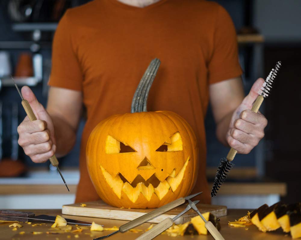 11 stk kunsthåndværk ler skulptur værktøj sæt græskar udskæringsværktøj halloween skulptur sæt træhåndtag modellering ler værktøj