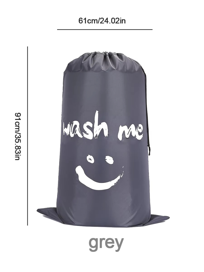 Nylon Laundry Bag Travel Storage Pouch Machine Washable Dirty Clothes Storage Wash Drawstring Bag Large Capacity: Light Grey