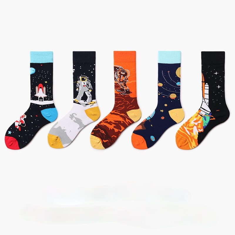 autumn and winter outer space socks 1 cotton socks couple tube socks cartoon alien socks