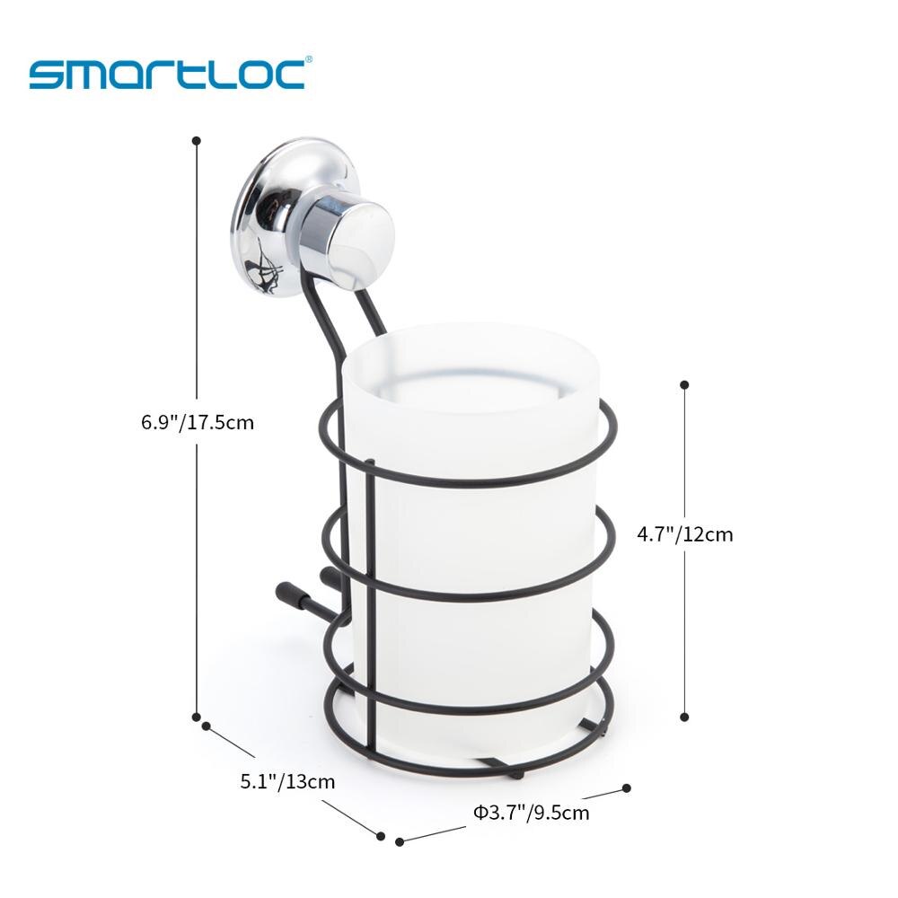 Smartloc Vacuum Suction Iron Wall Mounted Tumbler Holder Bathroom Accessories Organizer Bath Shower Storage Container
