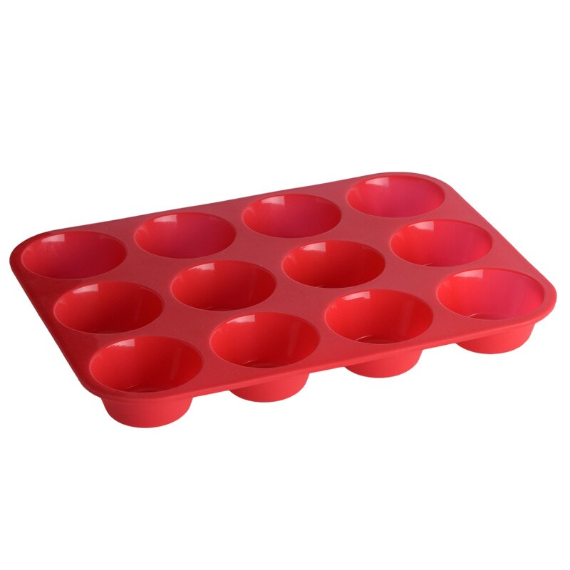 Verdikte 12-Holes Ronde Siliconen Cakevorm Siliconen Bakplaat Muffin Cakevorm Jelly Puddingvorm Ei Taartvorm: RED