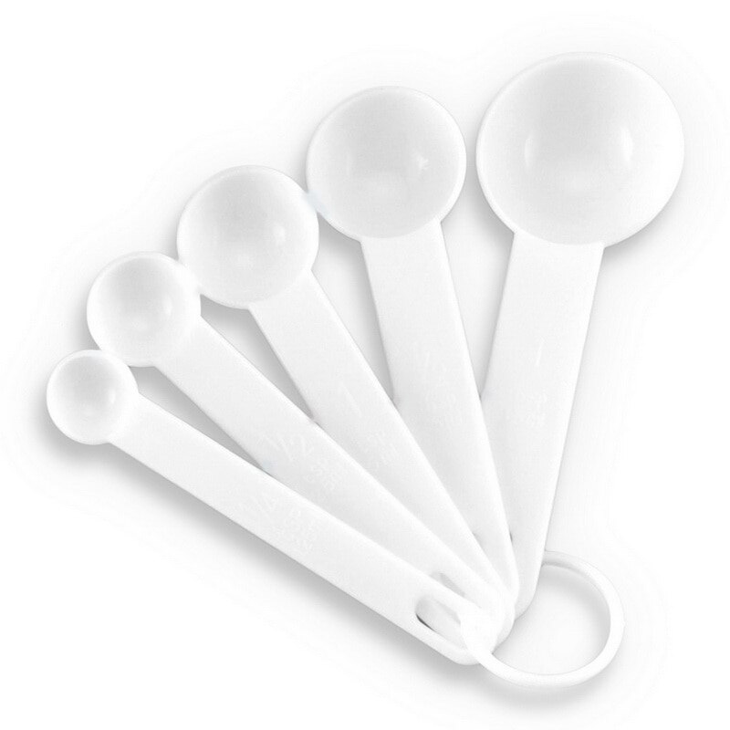 Cuillères à mesurer pour la cuisine, 5/10 pièces, cuillère à café, cuillère à sucre, tasse à mesurer pour la farine et la cuisson des gâteaux, outils de cuisine: white 5pcs Spoon