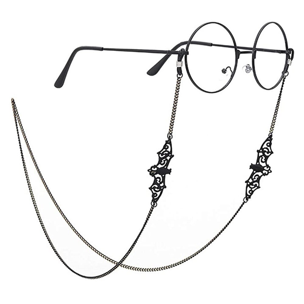 Kvinner retro svart flaggermus solbriller kjeder lanyards eyewear tilbehør solbriller lesebriller stropp ledning briller hengende tau