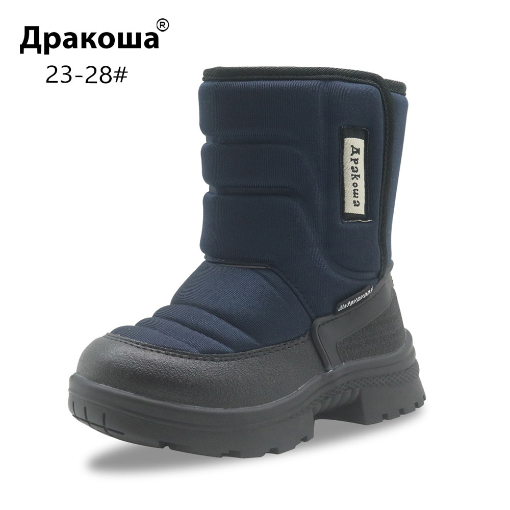 Apakowa støvler til drenge børn vinter mid-kalv krog & løkke sne støvler vandtæt varme uldforingssko  -30 graders bjergvandring