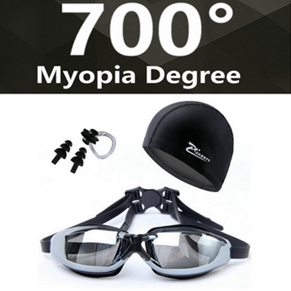 Myopia Swimming Goggles HD shortsighted prescription glasses Acetate Spectacles plating lens adult swim goggles pools swiming: Myopia 700 black
