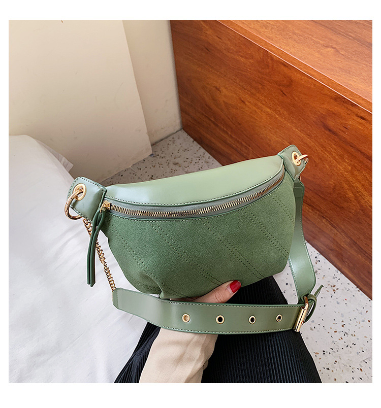 Effen Kleur Glazuur Pu Lederen Taille Tassen Voor Vrouwen Naaigaren Fanny Pack Vrouwelijke Taille Verpakking Dames Ketting Schouder Borst tas: Green bag