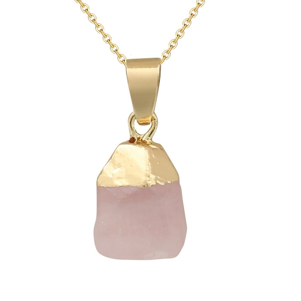 2020 di modo di Opal Pietra del Cubo Irregolare Collane di Cristallo Naturale Rosa di Cristallo Del Pendente Del Choker Della Collana Dei Monili Della Boemia per Le Donne: Pink crystal