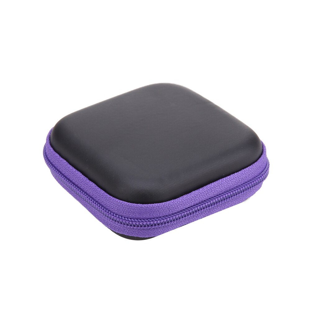 Mini rund eva-fodral hörlurar bluetooth-kompatibel hörlurskabel förvaringsbox digital laddare hörlursväska cd-fodral sd-kort: Lila