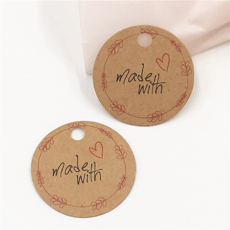 50 Stuks 3Cm Ronde Kledingstuk Kleine Papieren Etiketten Verpakking Decoratie Liefde Papieren Kaart Prijs Hang Tag