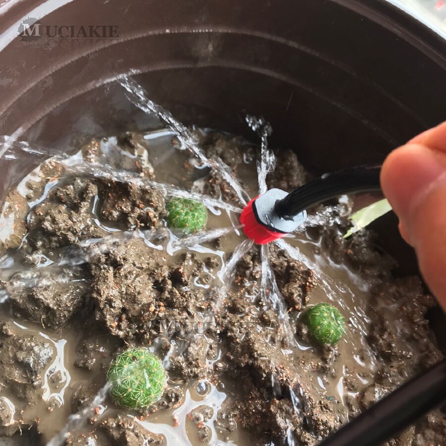 Muciakie 10-30m havevanding mikro system justerbar rød drypper messing dyser vandingssæt terrassegrøntsager vand