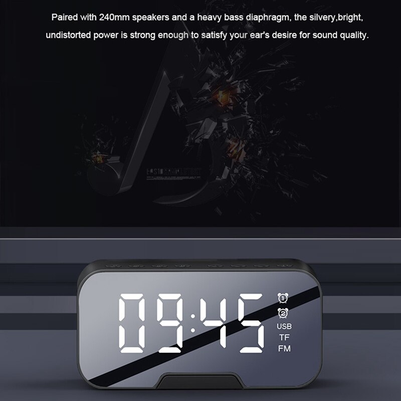 Draagbare led-spiegel digitale bluetooth-luidsprekers wekker  mp3 fm radio