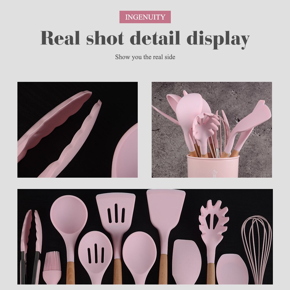 XYj Silicone Cooking Utensil Set Kitchen Utensils Grandado