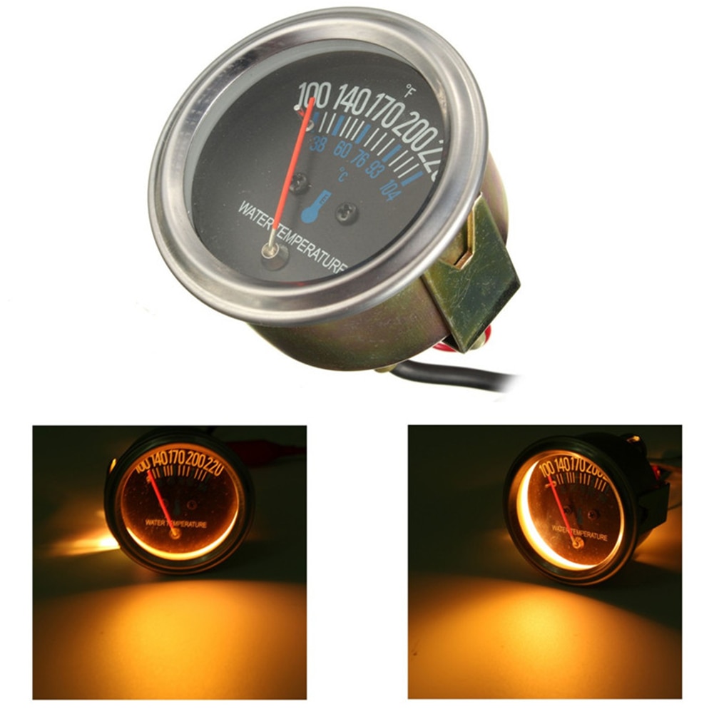 12V 52mm Car Mechanical Water Temperature Meter Gauge Car Industrial Water Temperature Thermomete With Joint Pipe Sensor