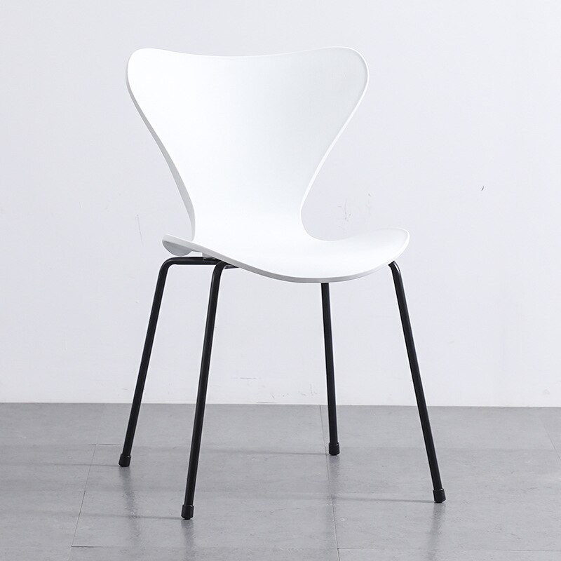 Chair Luxury Home Backrest Dining Chair Desk Simple Modern Backrest Stool Leisure Plastic Living Room Furniture Bedroom: White black legs
