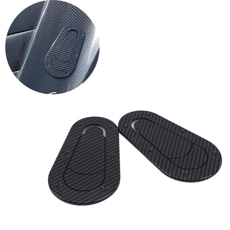 ABS Buitenkant Auto Oil Cover Decoration Matte Black Carbon Fiber Styling Olie Cover Decoratie 1 Pair