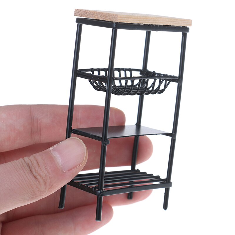 1:12 Poppenhuis Accessoires Mini Black Keuken Kant Kast Miniatuur Display Plank Accessoires Keuken Eetkamer Kast Kids